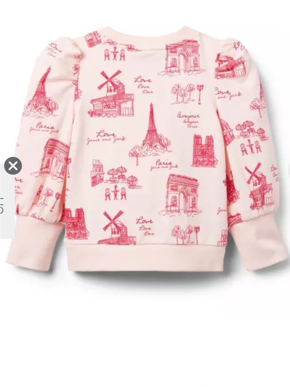 Janice and Jack Paris Puff Sleeve Sweatshirt Sz 10